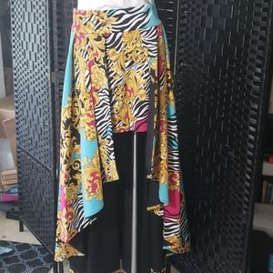Mixed Print Short and Overlay Skirt